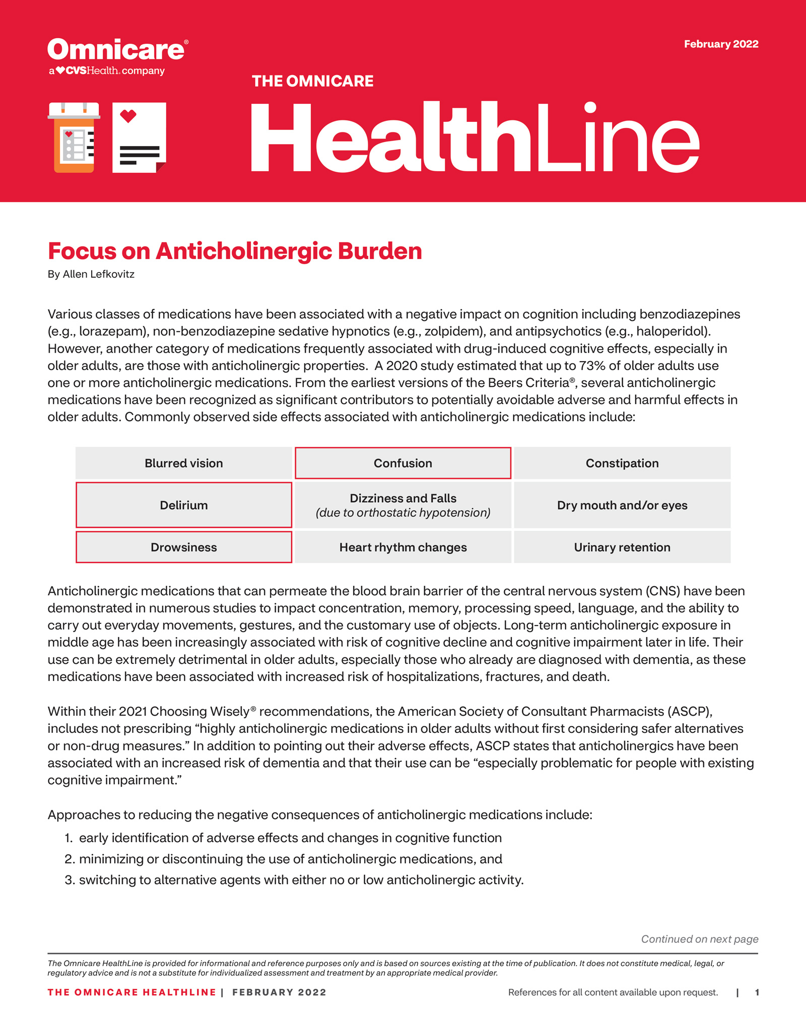 Image of Article titlted Focus On Anticholinergic Burden Omnicare Healthline 2022 02 1