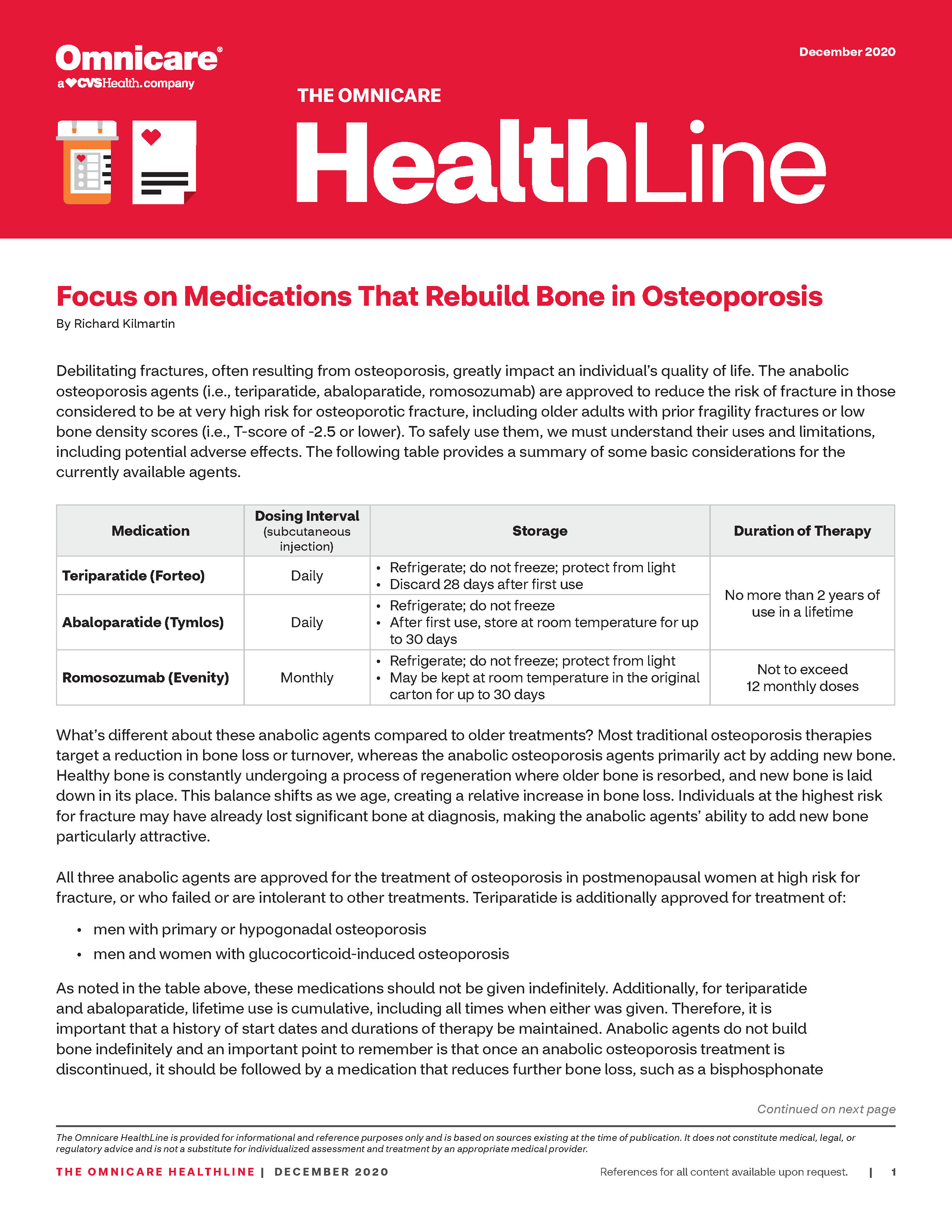 Image of article titled Focus On Medications That Rebuild Bone In Osteoporosis Healthline December 2020 Page 1